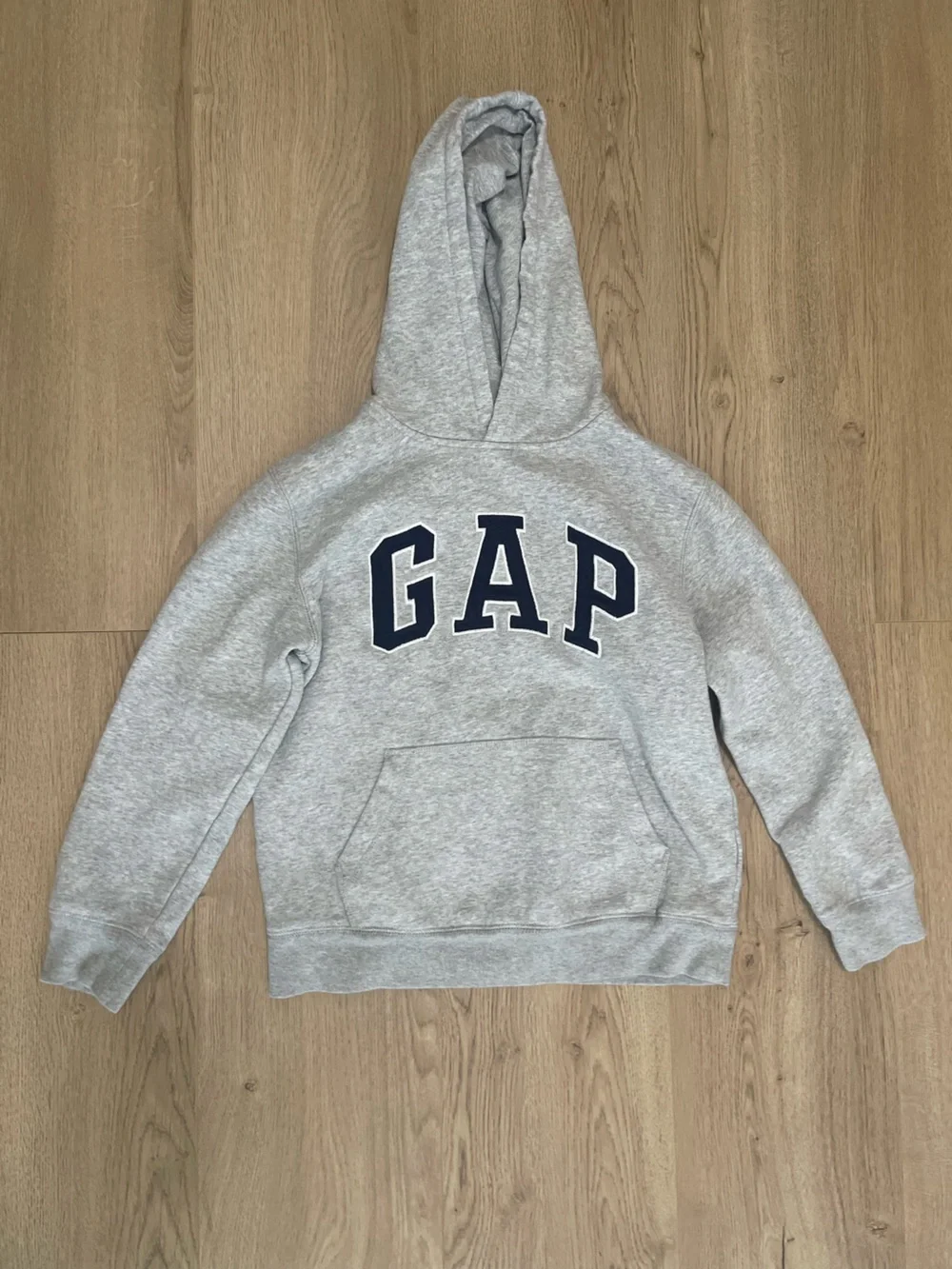 GAP Kids Light Gray Hooded Pullover with Navy Logo (L)